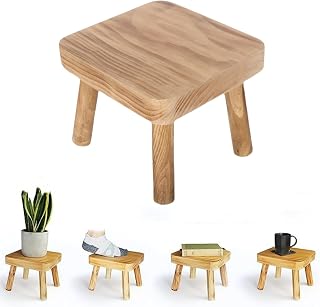 BRAVECOW Taburete pequeño de madera desmontable portátil para plantas, decoración del hogar, macetas, mesa auxiliar, silla de pesca, niños, 20 cm