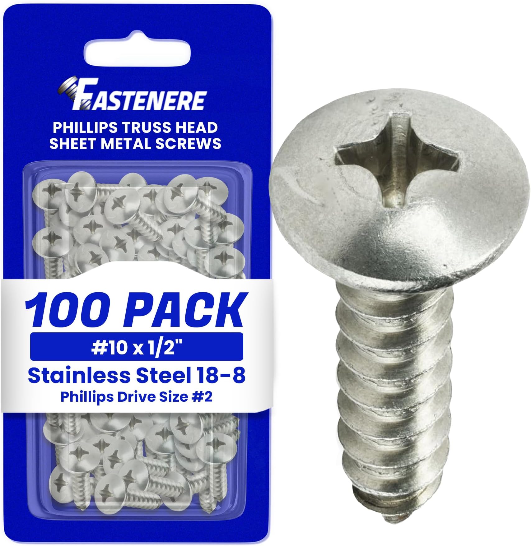 12-Pack #14 X 3/4 Inch Phillips Truss Sheet Metal Screws - Stainless Steel