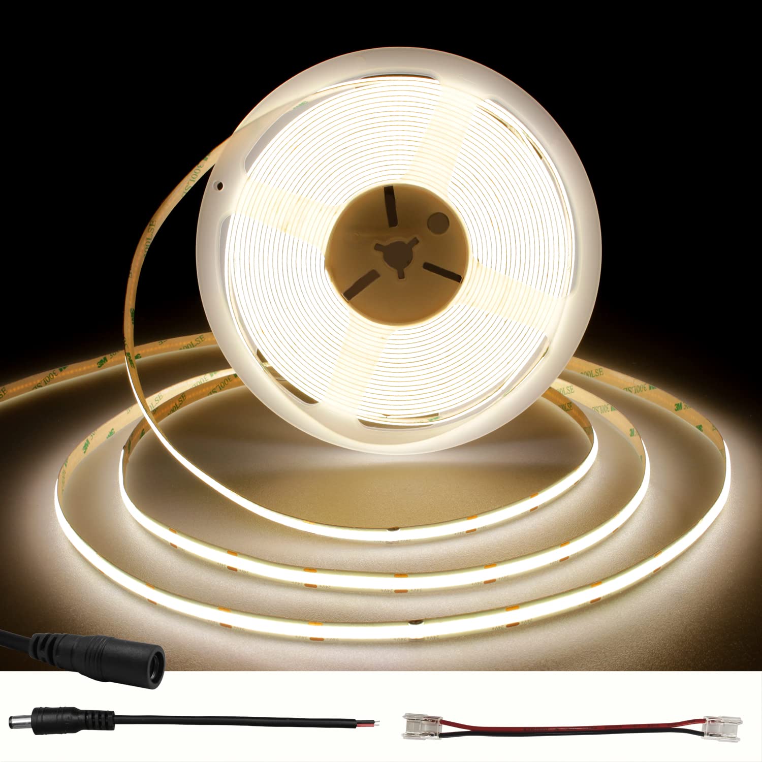 TTWAY Striscia LED COB 10 Metri 4000K, DC24V Strisce LED Bianco Naturale con 384LED/M, CRI 90+, larghezza 8 mm, LED Striscia per la decorazione della camera da letto (alimentatore non incluso)