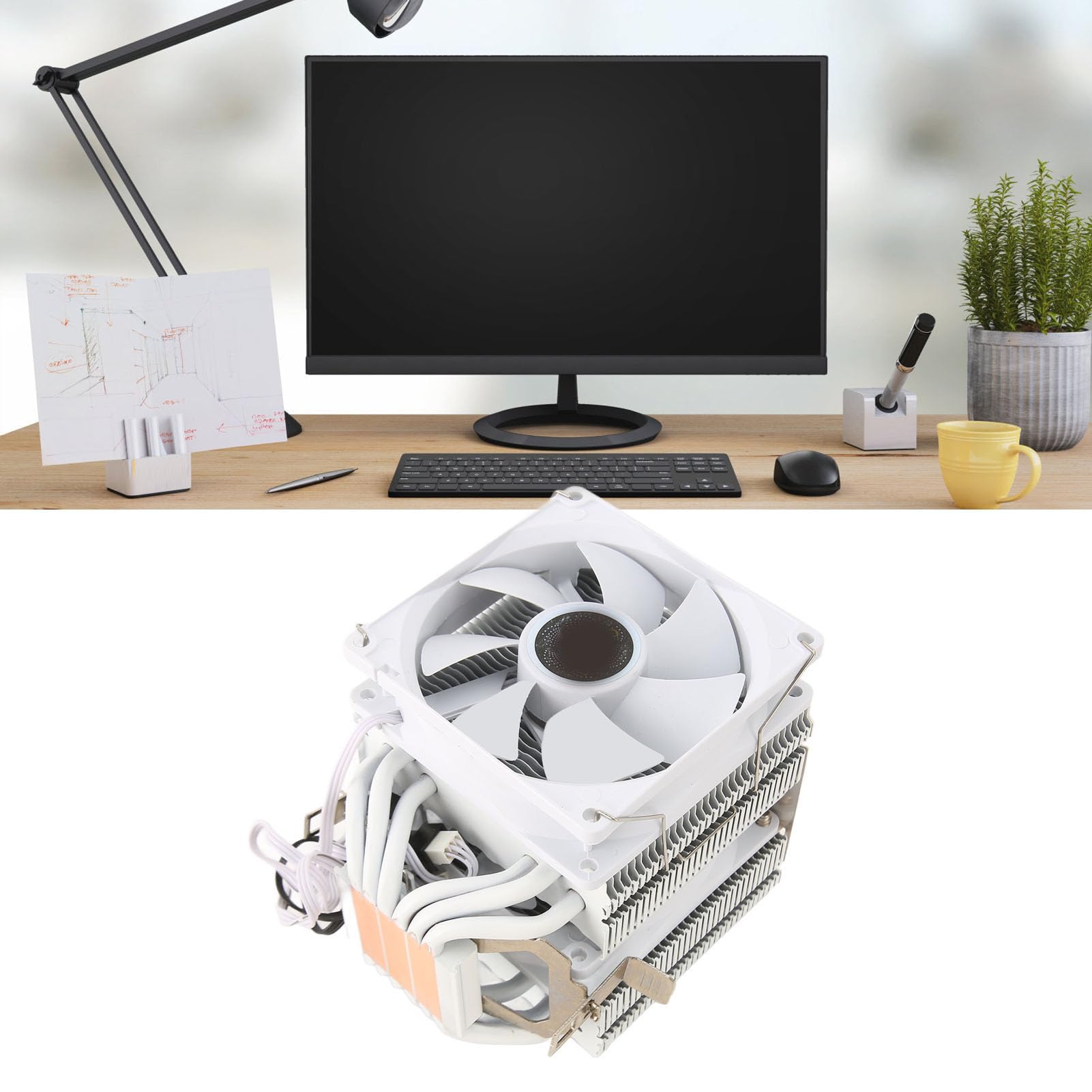 Mingzhe Dissipatore CPU da 9 Cm Design Dual Tower per e, Ventole di Raffreddamento Silenziose da 22 DB con 6 di Calore in Rame, Installazione Semplice per la Casa e il Gioco