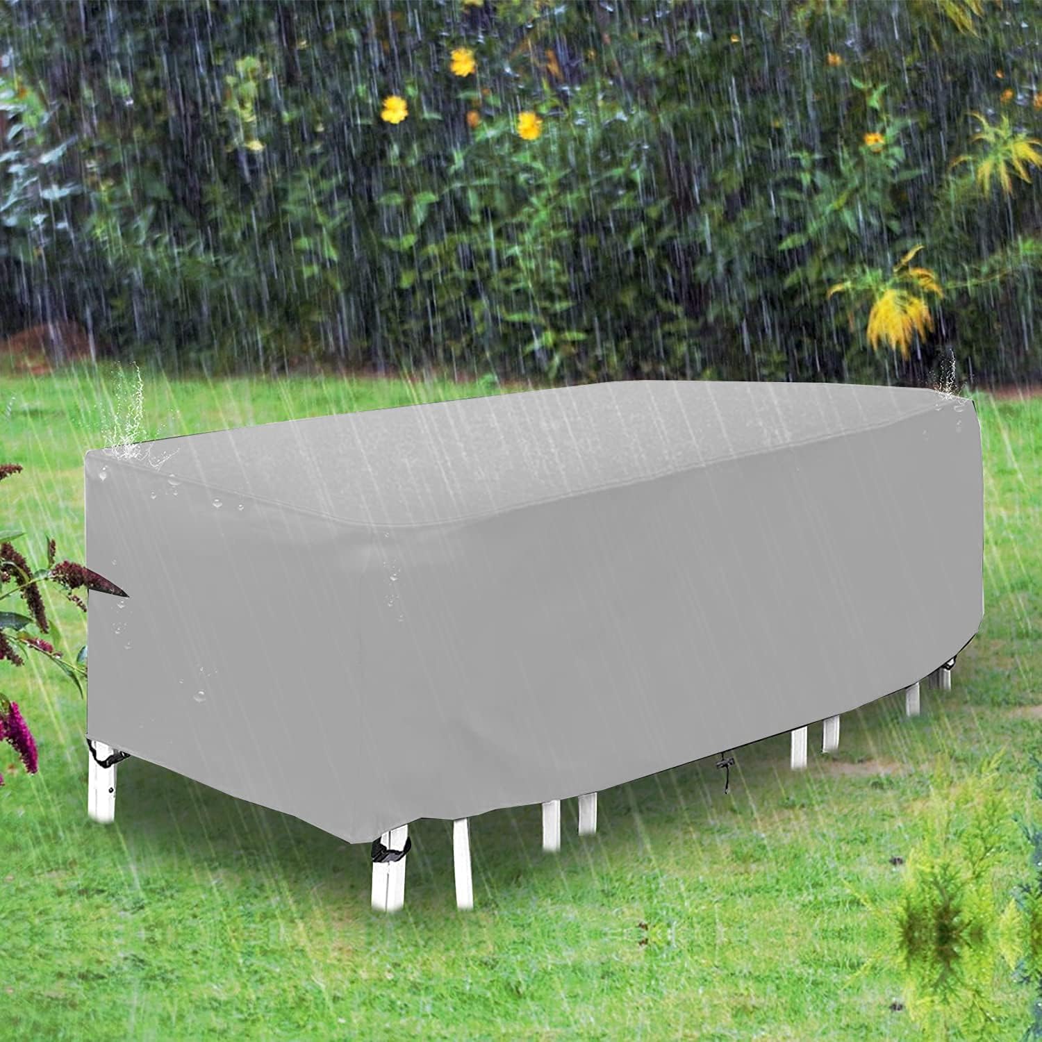 P&A OKJ Patio Furniture Covers, Outdoor Table Set Cover , Anti-UV , Tear Resistant Waterproof Patio Table Cover , Sectional Sofa Set Cover , Grey (242x162x100cm)P&A