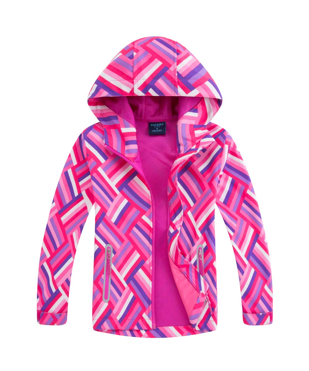 M2CGirls Boys Hooded Softshell Pattern Windproof Active Jackets with Composite Mesh