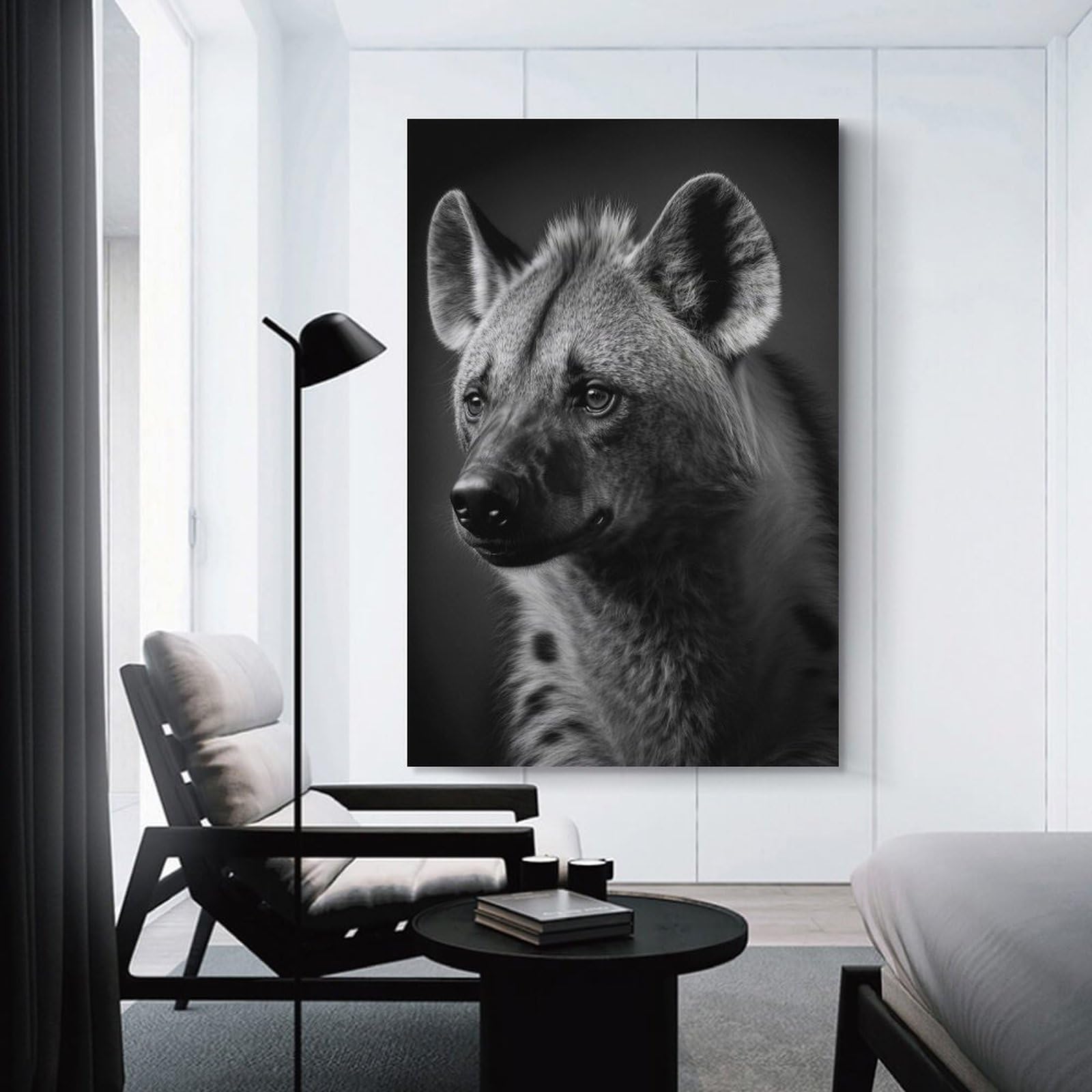 Junmoney Hanging Wall Art Portrait of A Hyena, 20x30inch(50x75cm), for Contemporary Homes, Apartments Or Offices, Stylish Wall Art for Fresh Spaces
