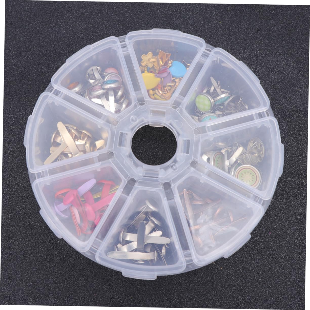 ULDIGI 110pcs Colorful Metal Brads Fastener Scrapbooking Embellishment DIY Decoration Craft Supplies with Storage Box Easy to Use Split Pins for Cards Albums and Projects