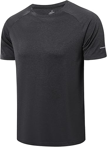 Miniatura 5 de Frueo Paquete de 3 camisetas de entrenamiento para hombre, ajuste atlético, secado rápido, absorbe la humedad, camisetas deportivas de malla.