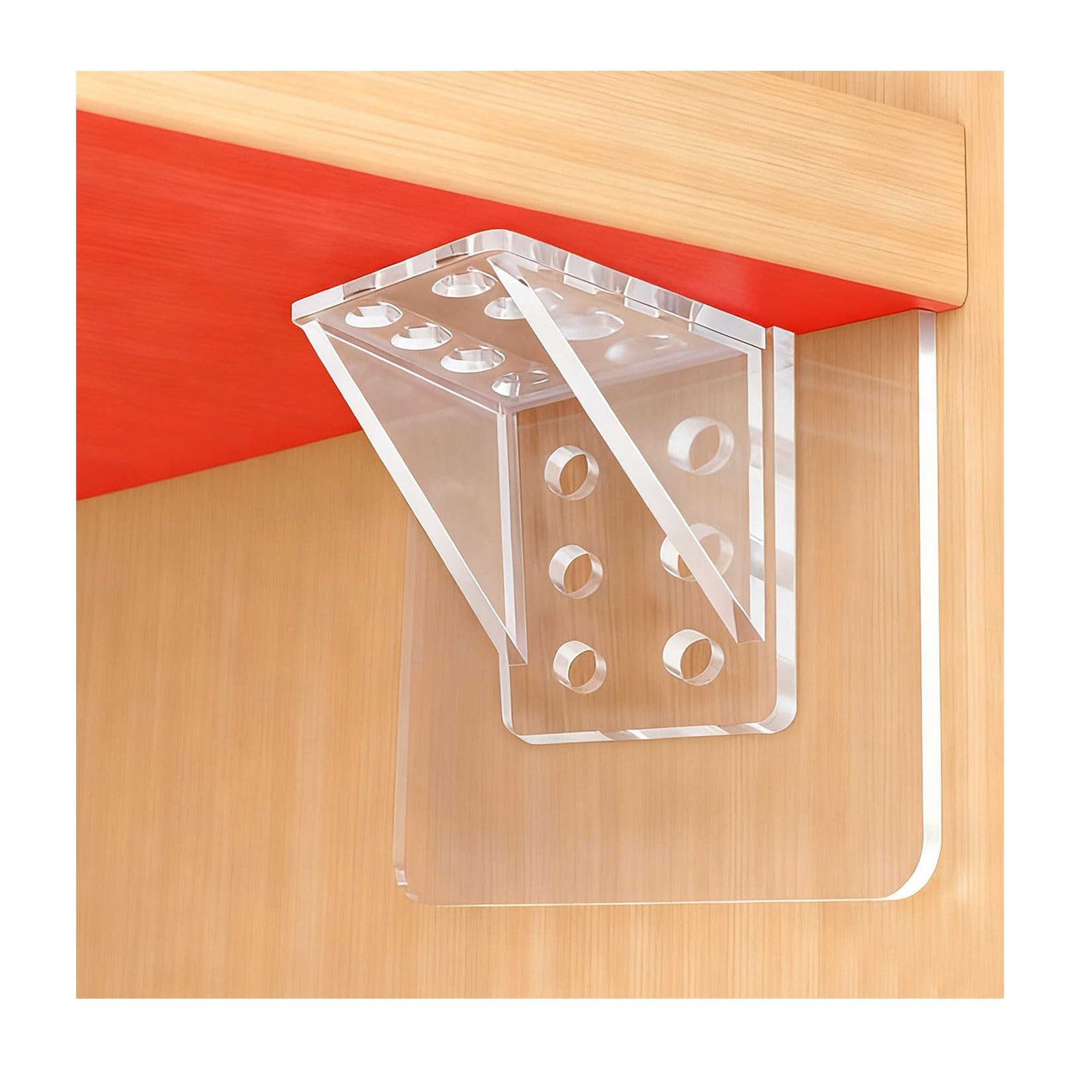 9 Pcs Cupboard Shelf Support Pegs, Self Adhesive Kitchen Cupboard Shelf Supports, Acrylic Wardrobe Shelves Pegs for Shelves Clips, Wardrobe Partition Holders for Kitchen Clapboard Layer Cabinets