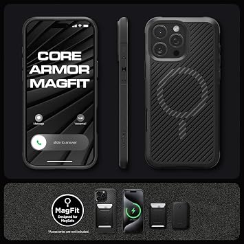 Spigen iPhone 16 Pro ile Uyumlu MagSafe Kılıf Core Armor Mag Fit Matte Black - ACS08158