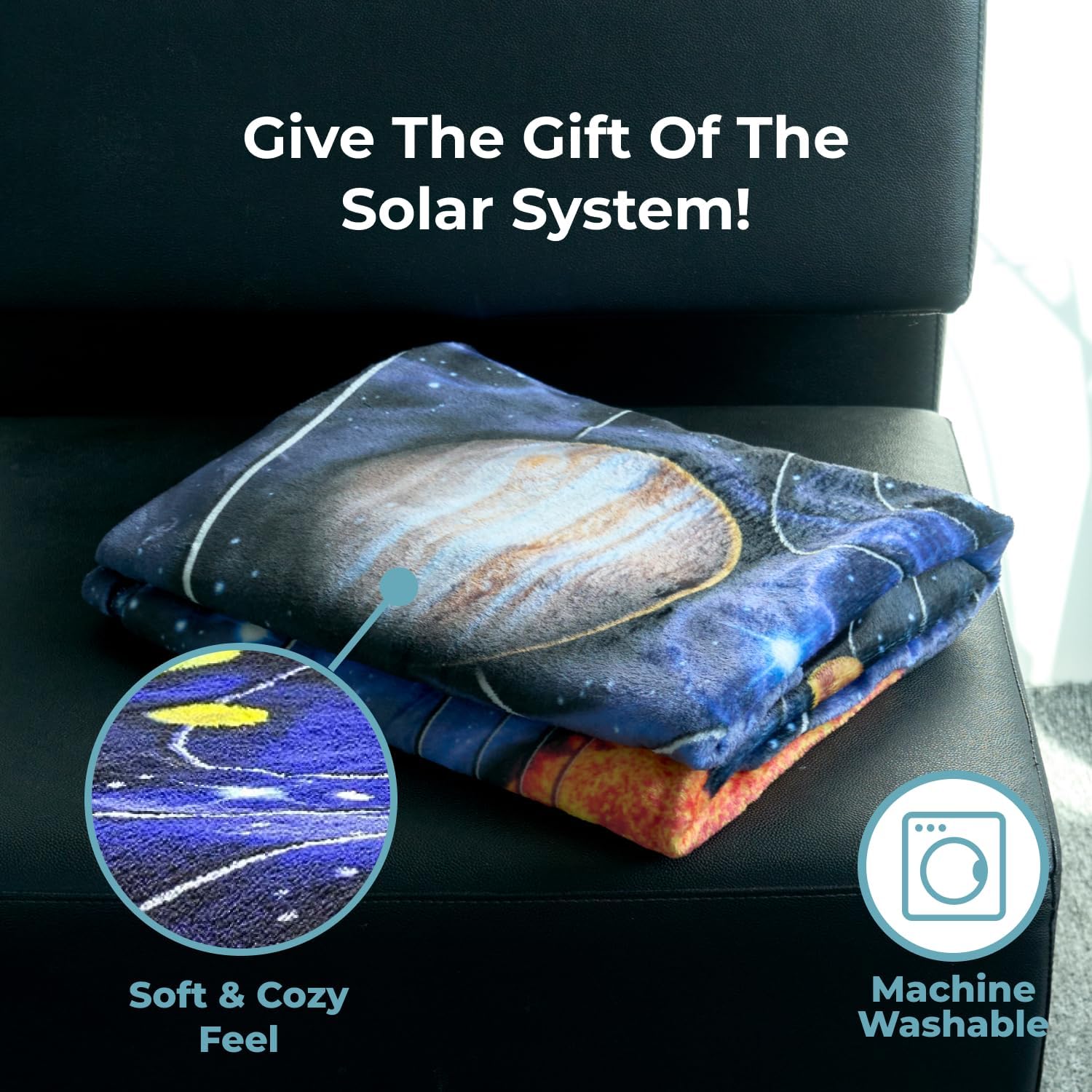 Dawhud Direct Fleece Throw Blanket - 50x60-Inch Plush Space Blanket with Solar System Design for Kids and Adults - Soft and Cozy for Bed, Couch, or Travel - Image 6