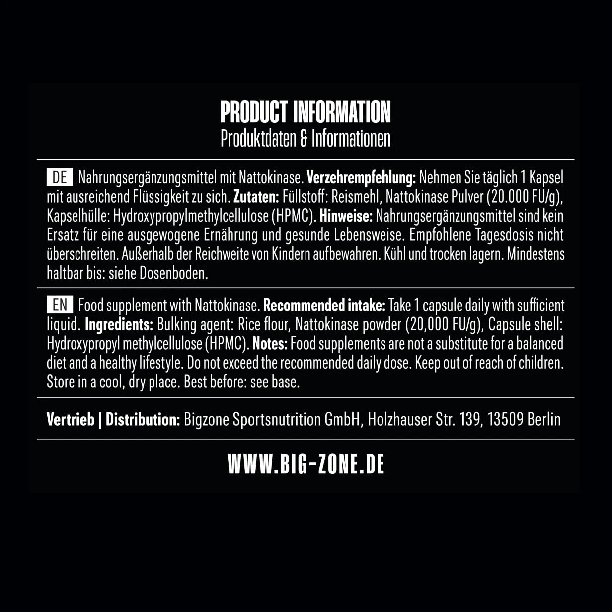 Big Zone | Nattokinase in reiner Qualität, 100mg & 2000 FU pro Kapsel, 270 Portionen, reines Produkt ohne Zusätze | 270 Kapseln