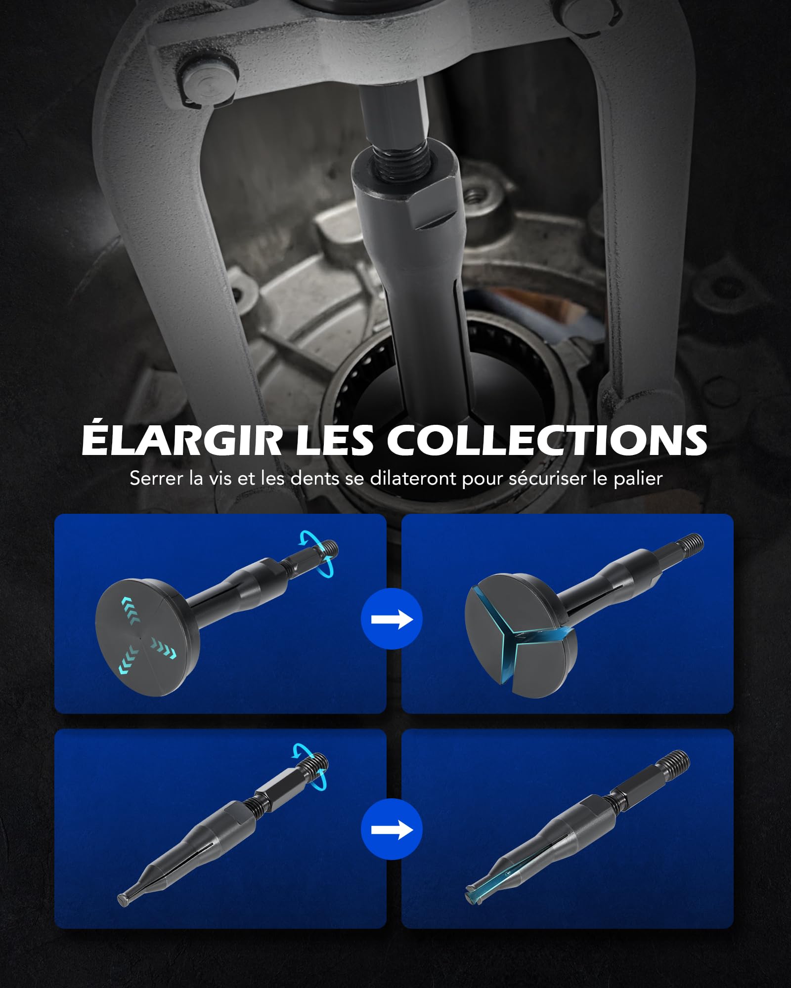 Orion Motor Tech 16 PCS Kit Extracteur de Roulement Intérieur 6-59 mm Outil d'Extraction de Roulement avec Marteau Coulissant avec 3 Adaptateurs pour Réparation Voiture Auto, Boîtier Rouge