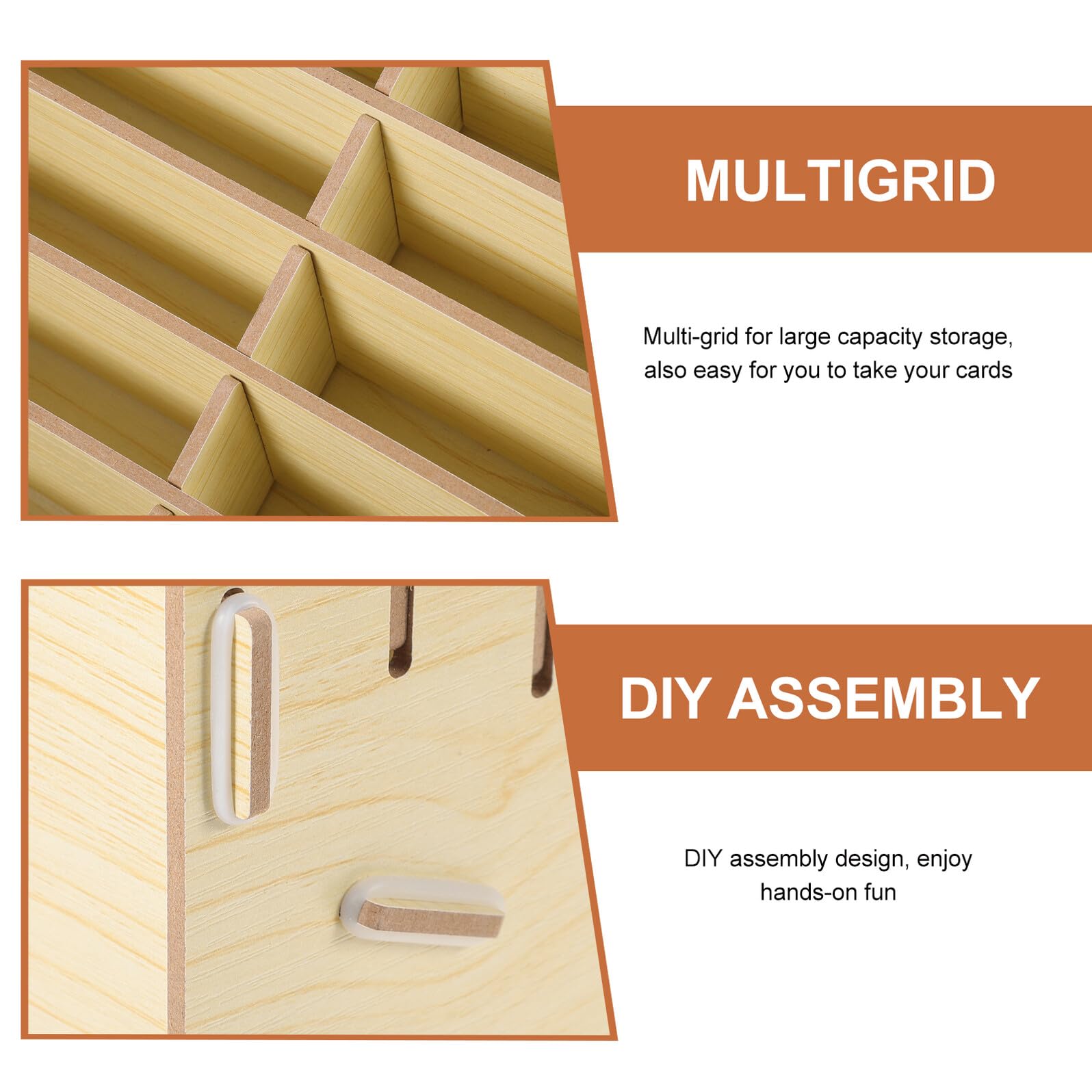 Scatola per Carte da Gioco Multi-griglia in Legno Beige | Capienza Ampia, Trasporto Pratico, per Piccoli Oggetti e Carte da Gioco, Organizer Compatto