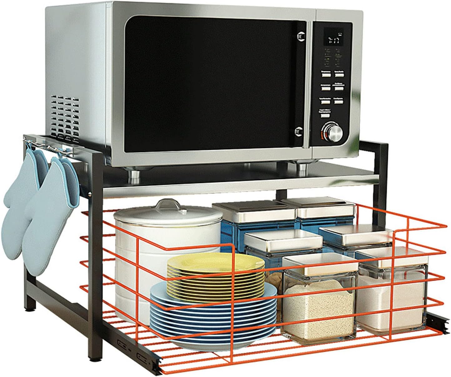 RUCRAK Bakers Rack, Microwave Stand, Coffee Bar with Wire