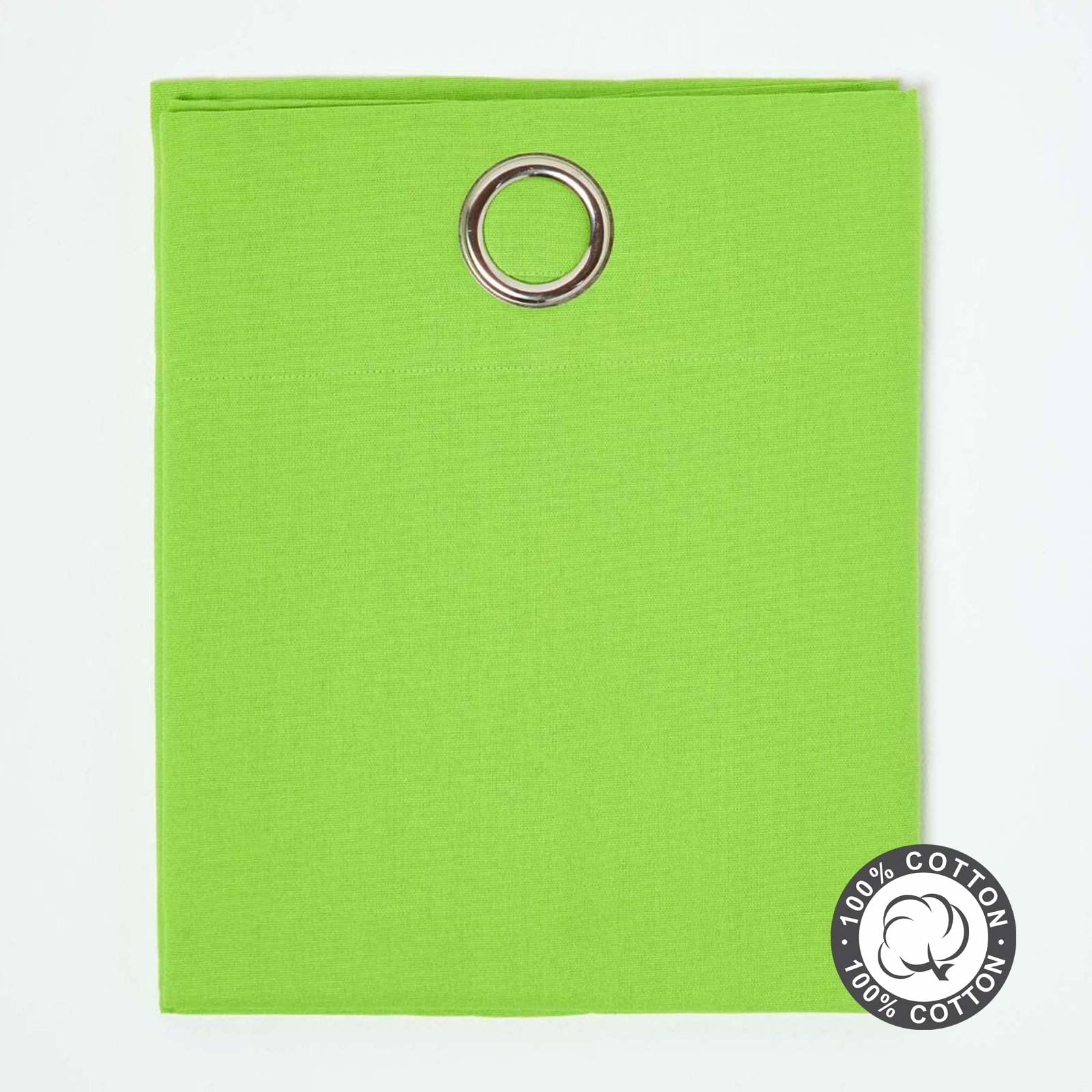 HOMESCAPES Green Eyelet Curtain Pair 137cm (54") Wide x 228cm (90") Drop Plain Heavy Unlined Curtains, W 53.9" x L 89.8" (2 Panels) - Image 3