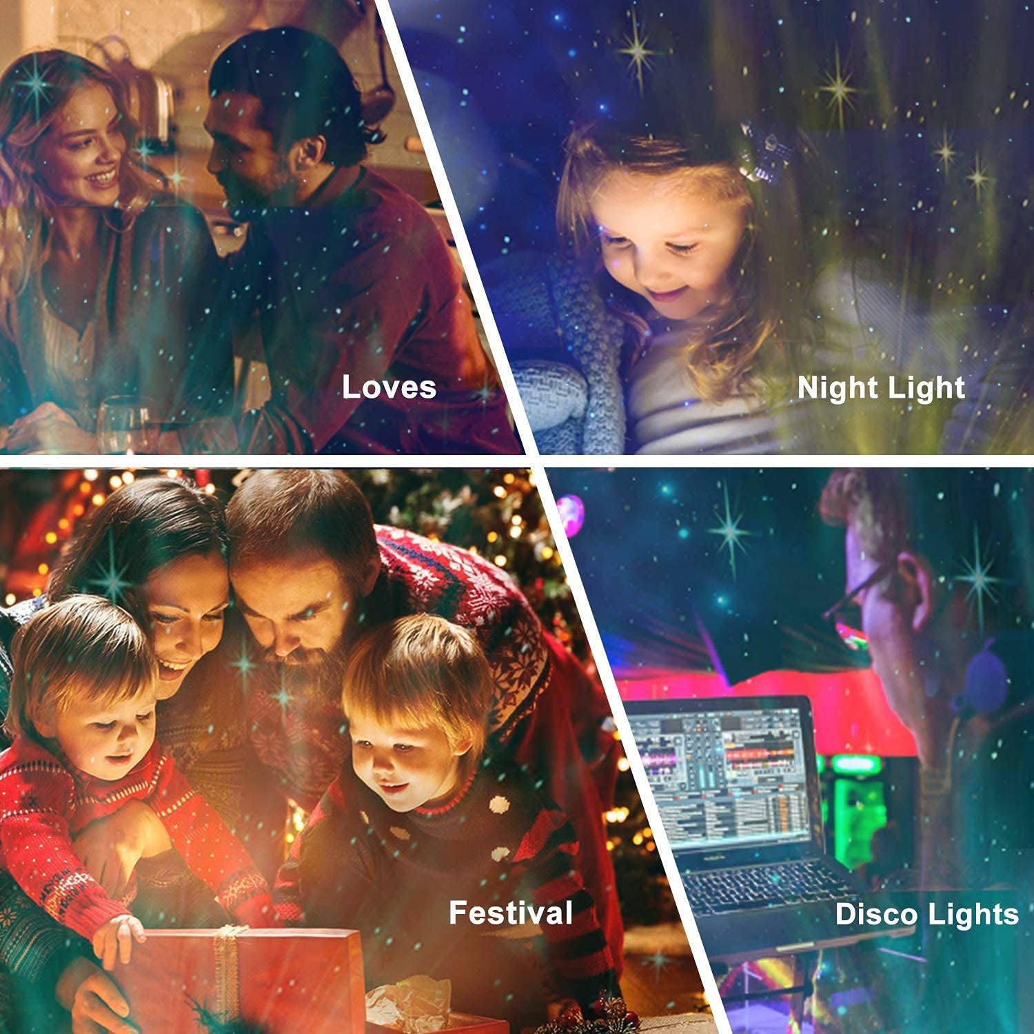 Night Light Star Projector,Amouhom Galaxy Projector with Bluetooth Speaker Nebula Cloud Music Sky Projector for Ceiling Decor LED Ocean Wave Projector for Bedroom Starlight Lamp Gifts