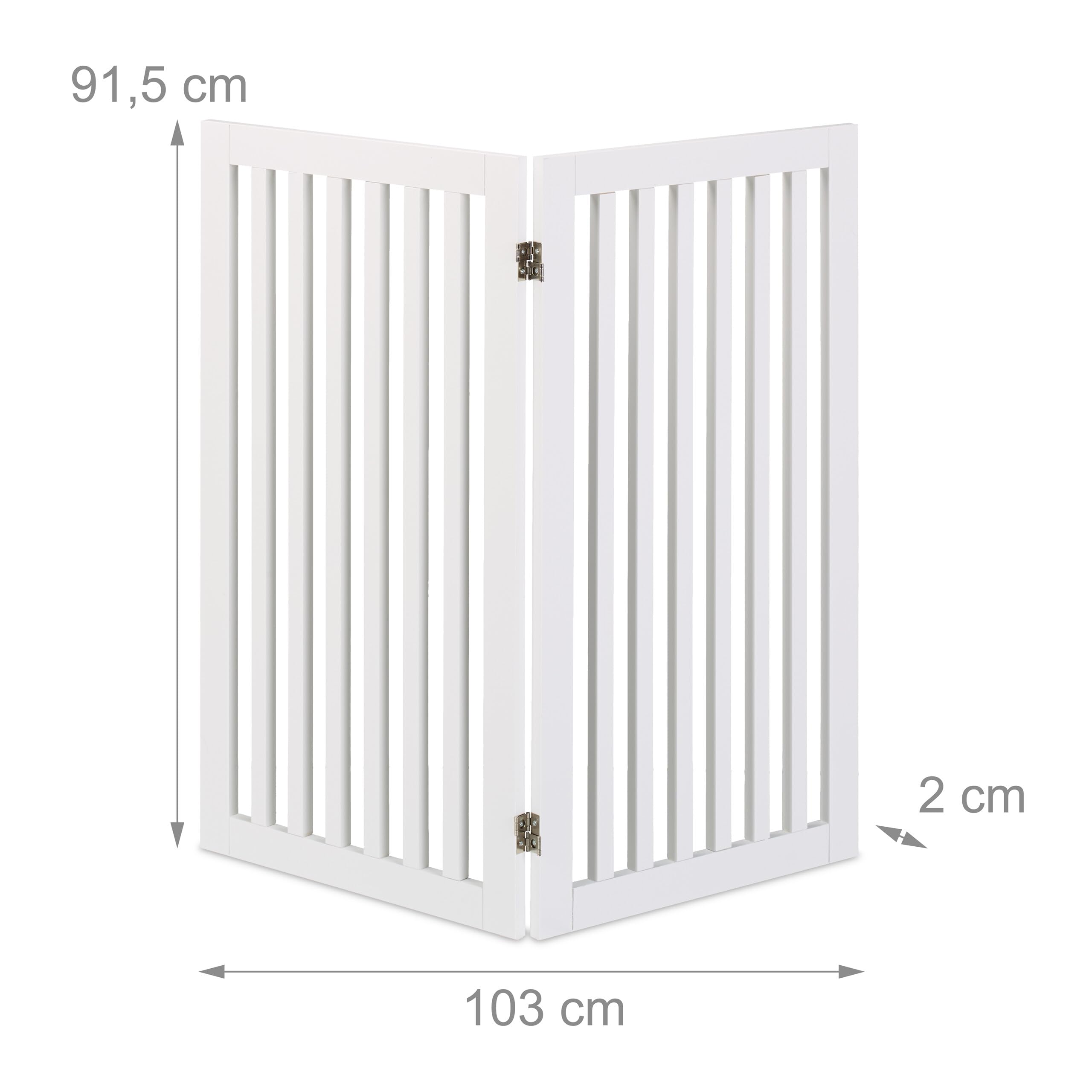 Relaxdays Barrera de Seguridad para Mascotas Plegable, Valla Protectora sin Taladro, 91,5 x 103 cm, MDF, Blanco