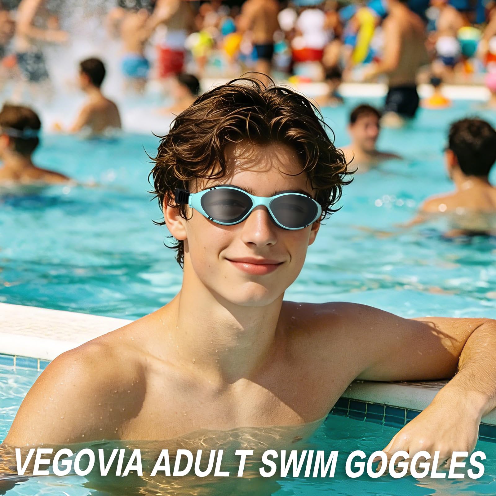 VegoVia Occhialini da nuoto per adulti, occhialini da nuoto per uomini e donne, anti-appannamento, con custodia