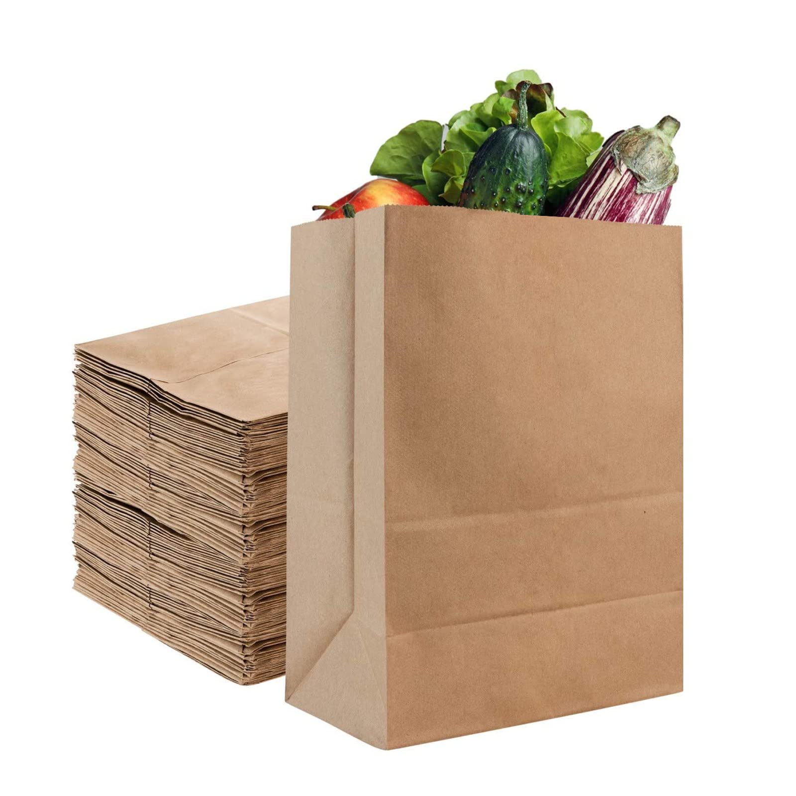 KASTWAVE Kraft Brown Paper Bags - 50 Pcs Small for Packing Lunch, Arts & Crafts Projects (32 * 18 * 11 cm)