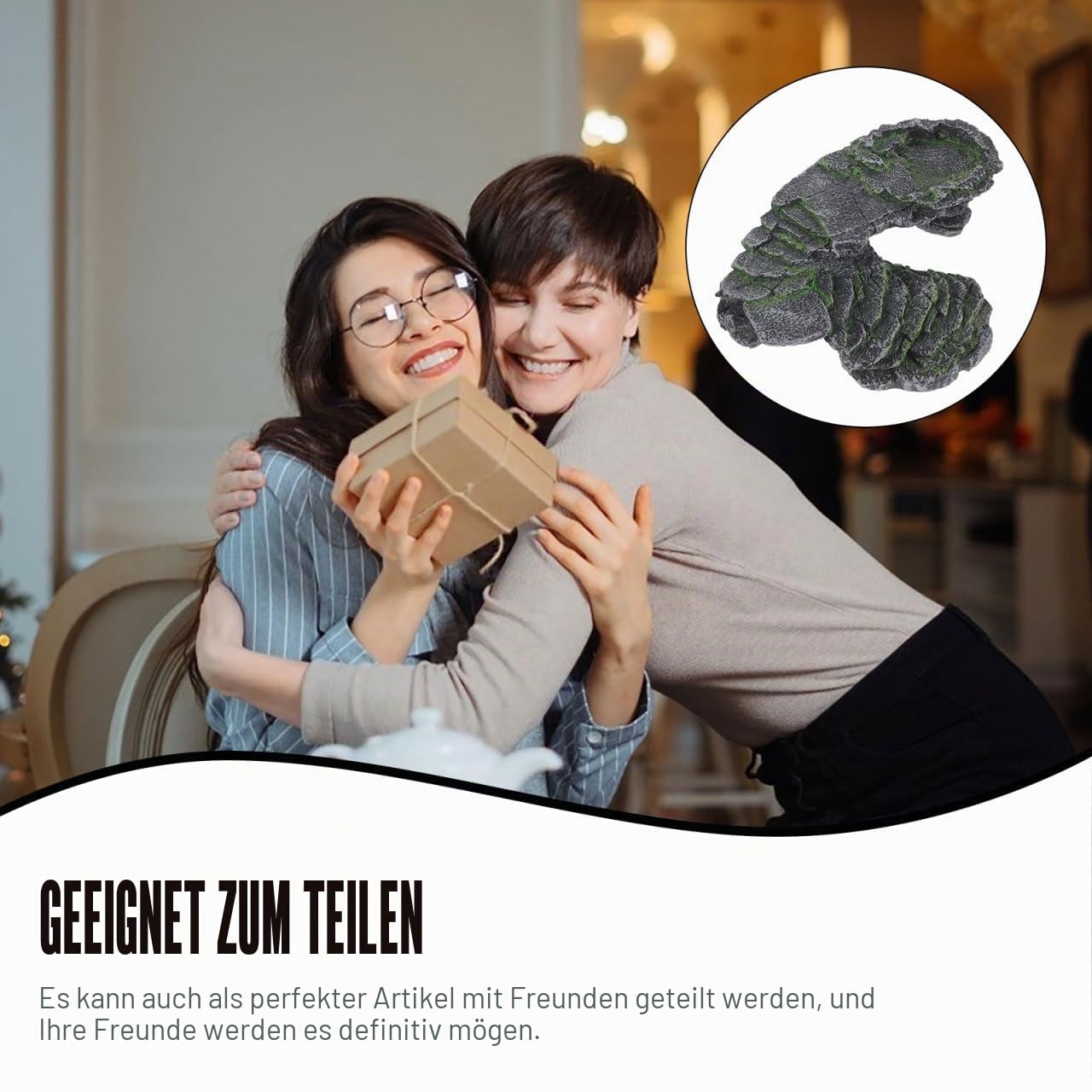 HOMSFOU Schildkröten Sonnenplattform mit Rampe, 24x22x11cm, Aquarium | NatüRliches Design, Sicheres Versteck, Robuster Kunststoff, füR Terrarien