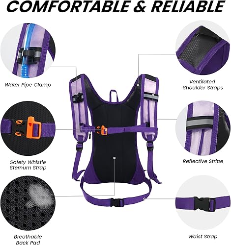 Miniatura 4 de Nepest Hydration Pack Backpack for Women & Men, Lightweight Water Backpack with 2L Water Bladder for Hiking Cycling Running Biking