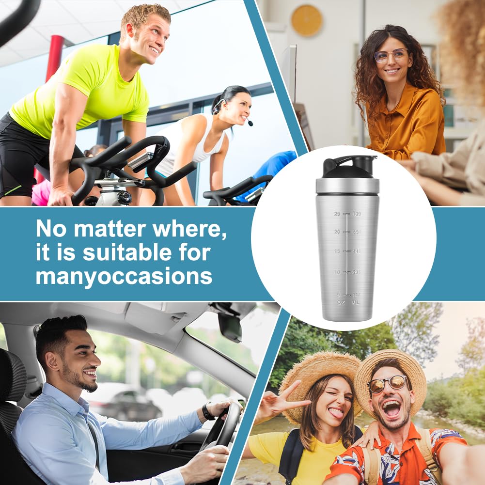 ACWOO Shaker do białka ze stali nierdzewnej, 900 ml ze stali nierdzewnej z mieszaczem kulkowym, shaker do napojów białkowych dla fanów sportów na świeżym powietrzu