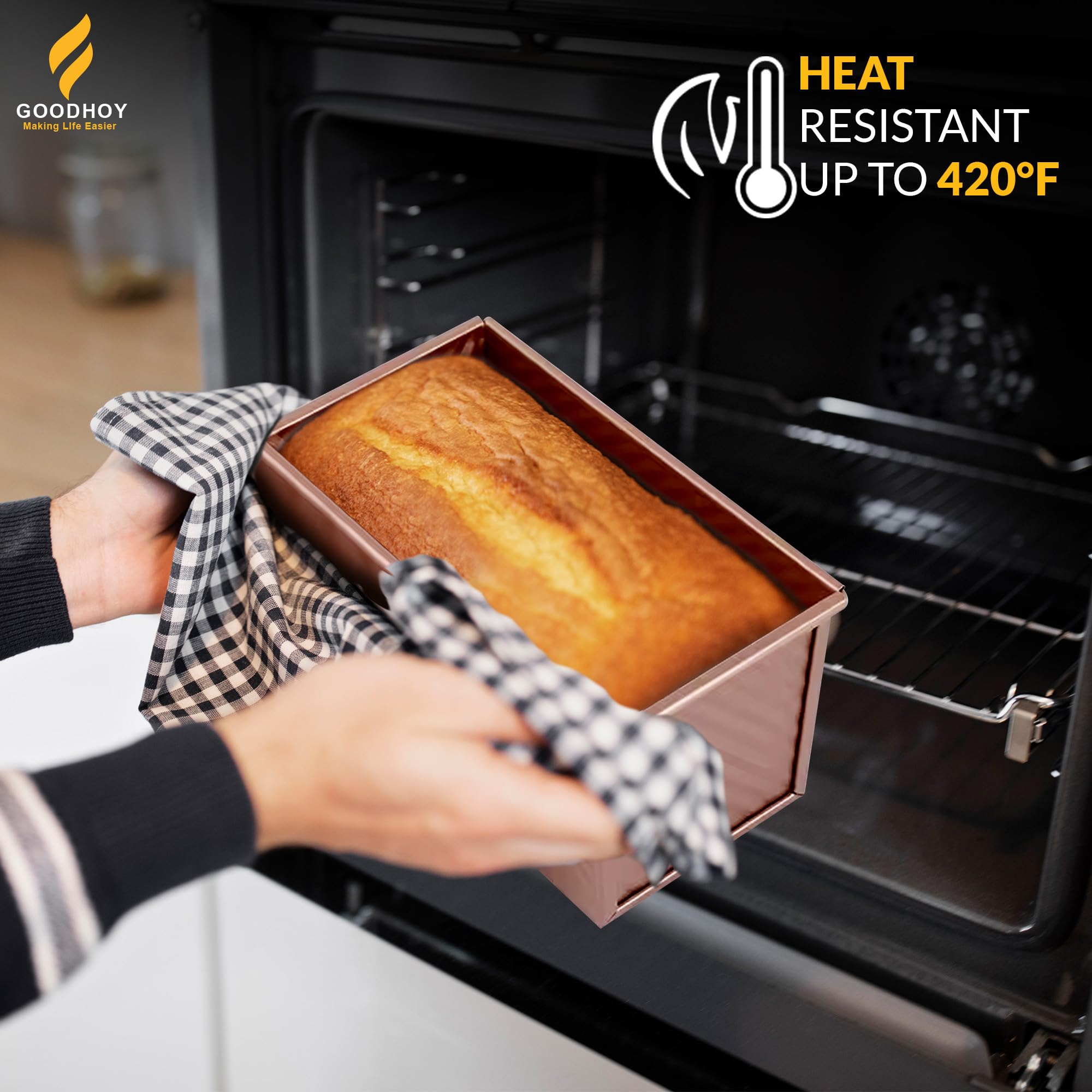 Juego de 2.2 libras de molde antiadherente con tapa para pan casero. Molde para hornear pan sándwich con tapa deslizante, caja de tostadas duradera para pan cuadrado Shokupan pan de leche