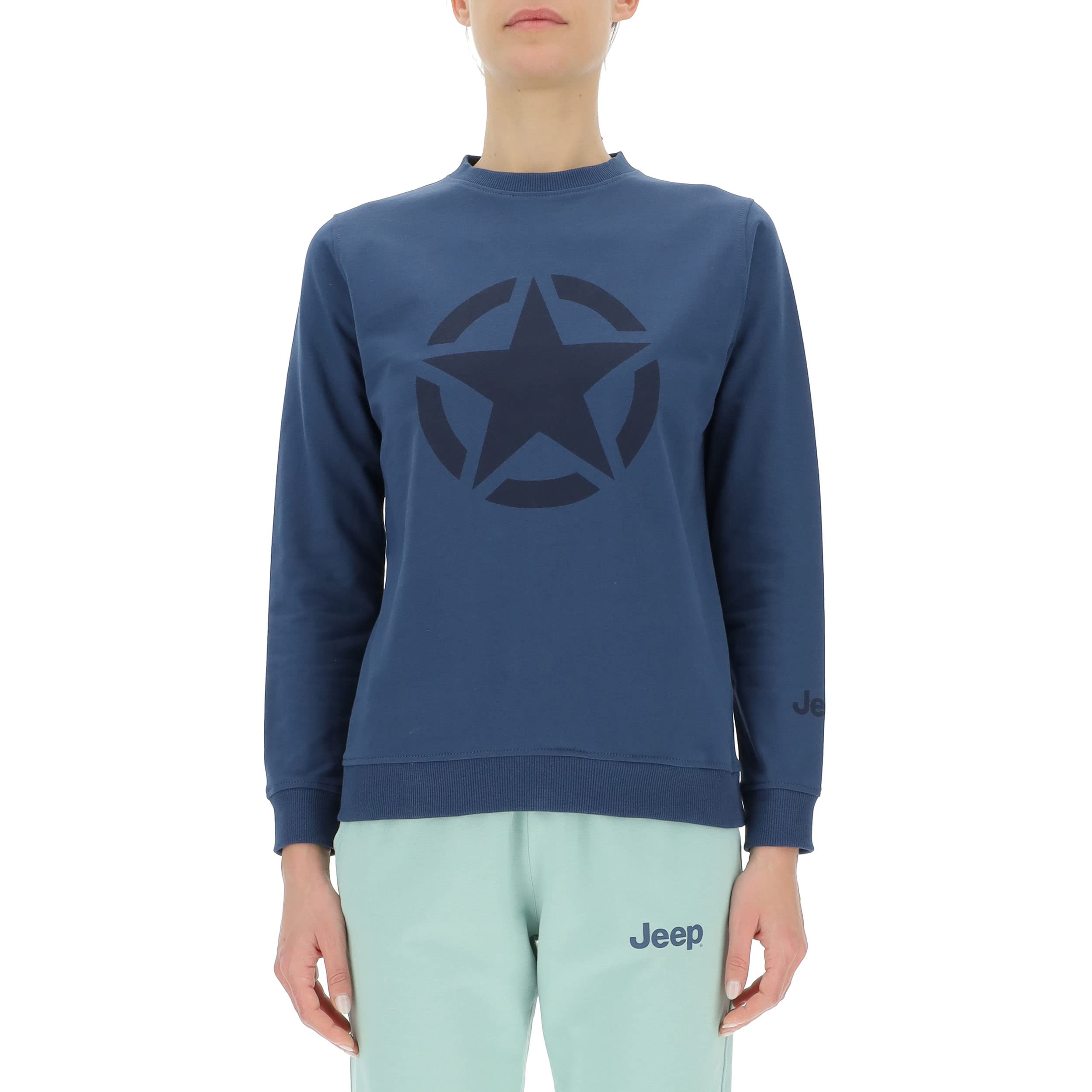 Jeep J Felpa Girocollo Star Stampa Grande J23s Maglia Lunga Donna