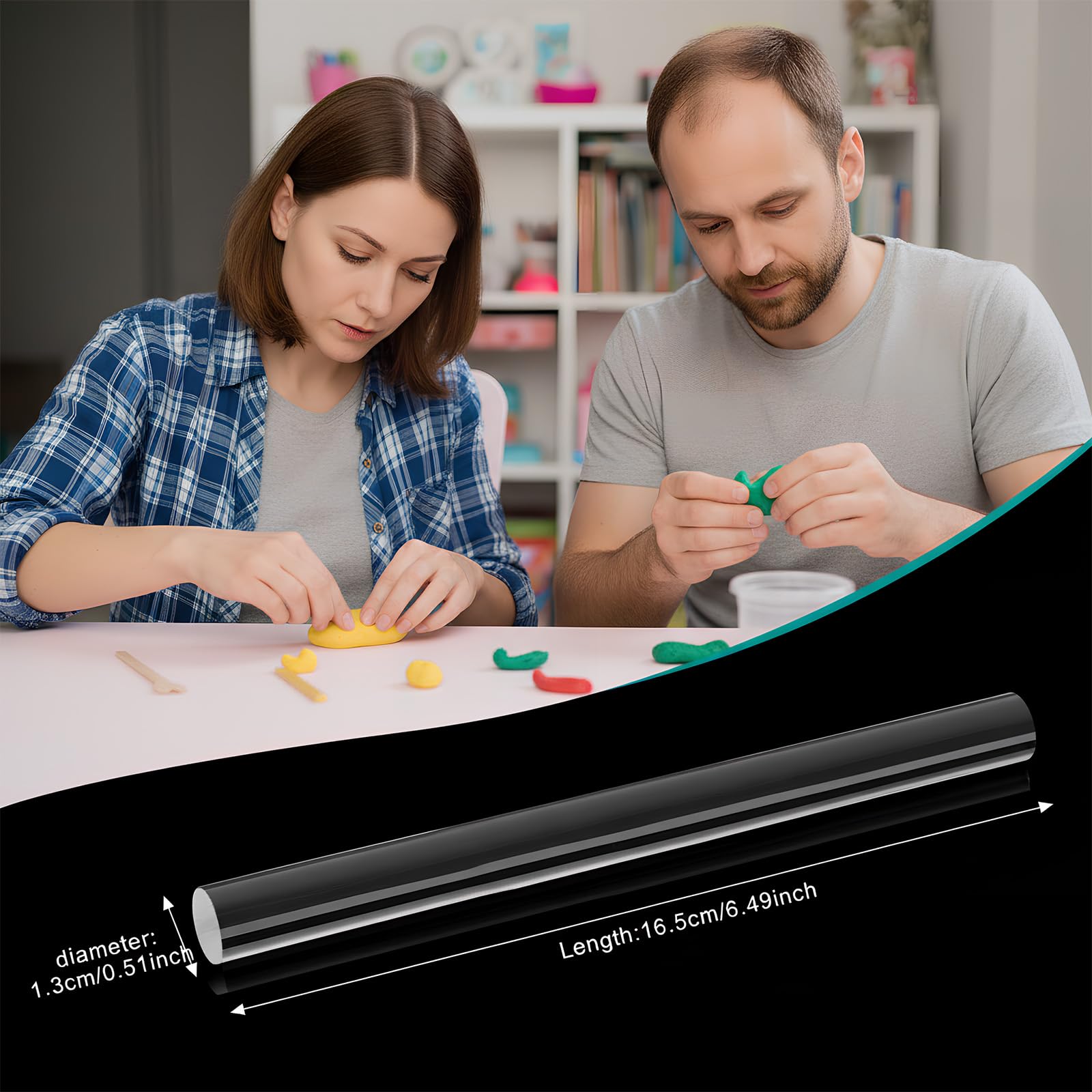 Clabby Acryl-Ton-Roller, Kunststoff, transparent, rund, Polymer-Ton, Werkzeuge für DIY, Handarbeit, Kunstbedarf, 16,5 x 1,3 cm, 50 Stück