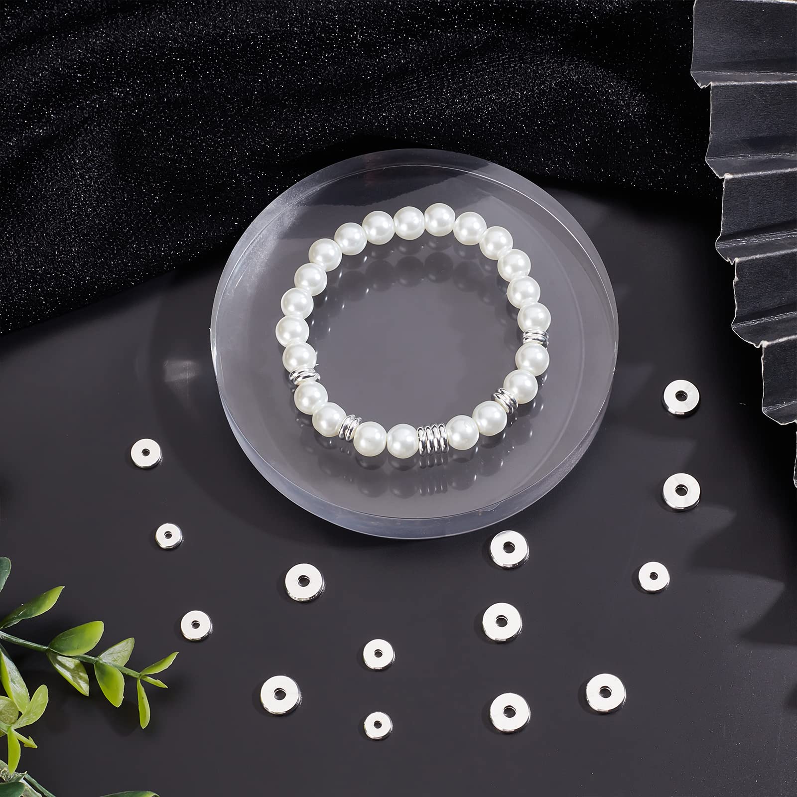 Beebeecraft 200 Stück Runde Abstandsperlen – 925 Sterling Silber Plattiert, 4 Größen (3,5/4/5/6 Mm)