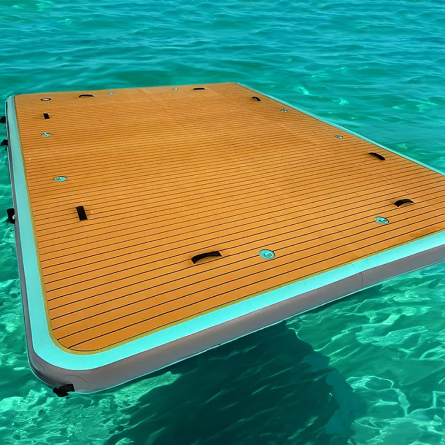 Inflatable Anti-Slip Floating Bed, Portable Double Floating Bed on The Water, Inflatable Floating Board with EVA Anti-Slip Mat,3 * 3m/9.8 * 9.8ft