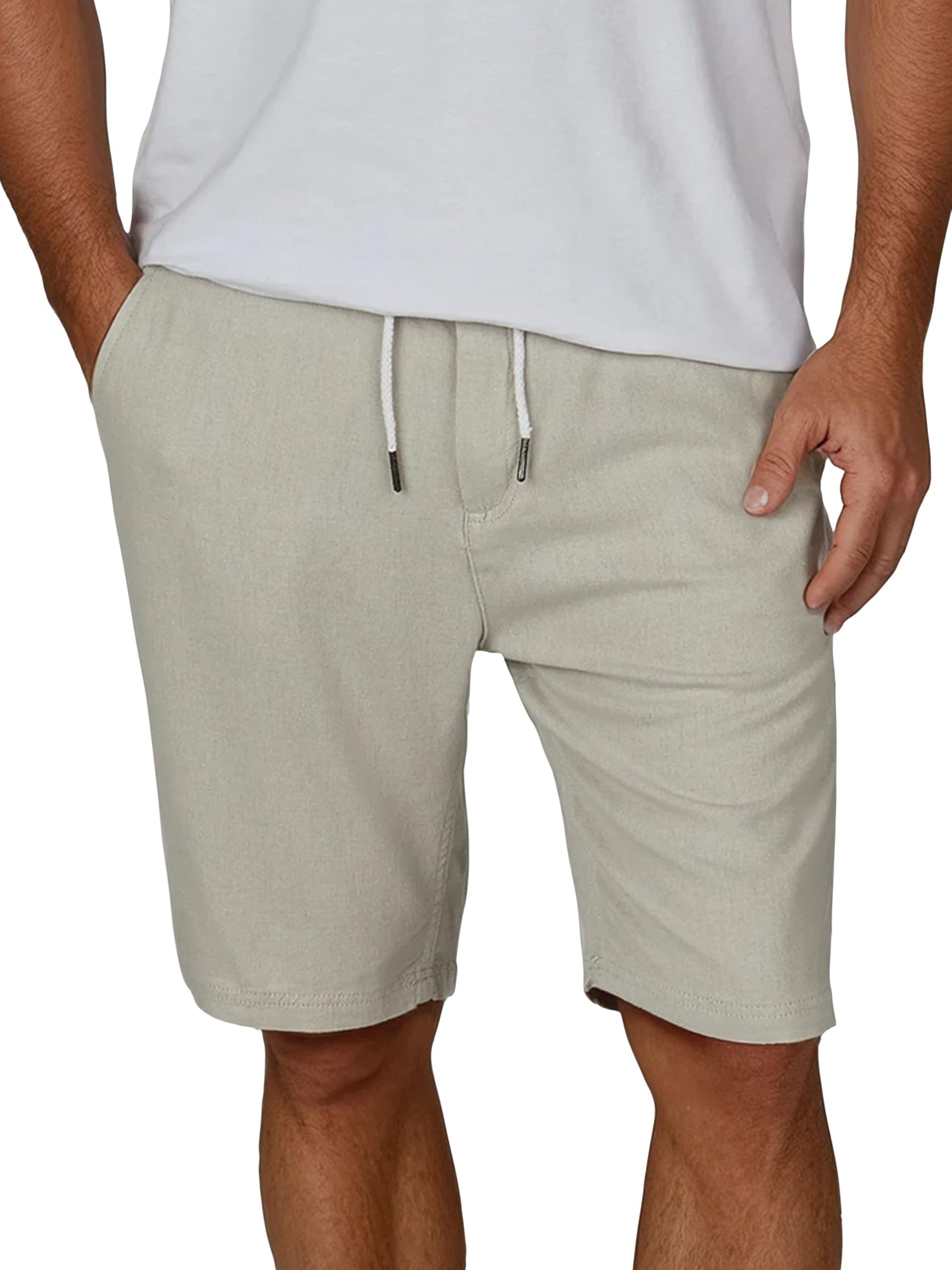 riverso Leinen Shorts Herren Sommer Regular Fit RIVOliver Kurze Hosen | Bermuda Knielang Einfarbig Weiß Blau Navy Beige Schwarz Grün S M L XL XXL 3XL 4XL 5XL