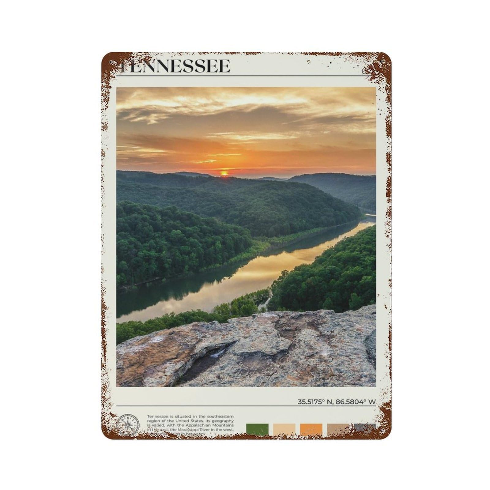 xiaoxiaoshen Real Photo Tennessee Decor USA Wall Decor Art Metal Tin Poster Modern Home Decor Art Home Bar Shop Decorations Vintage Sign 40x30cm