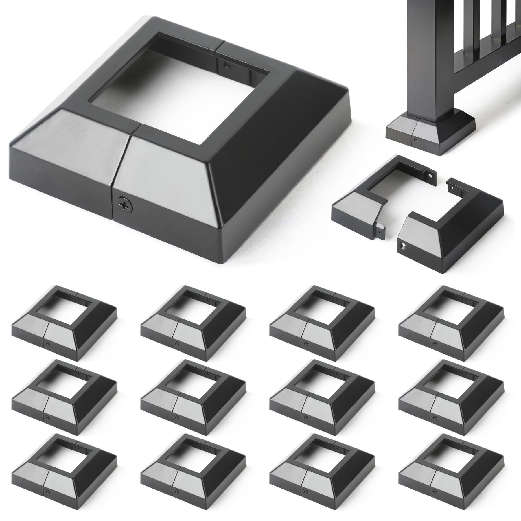 Photo 1 of Hulave Split Post Base Cover - Black, Fits 2.5"x2.5" Post