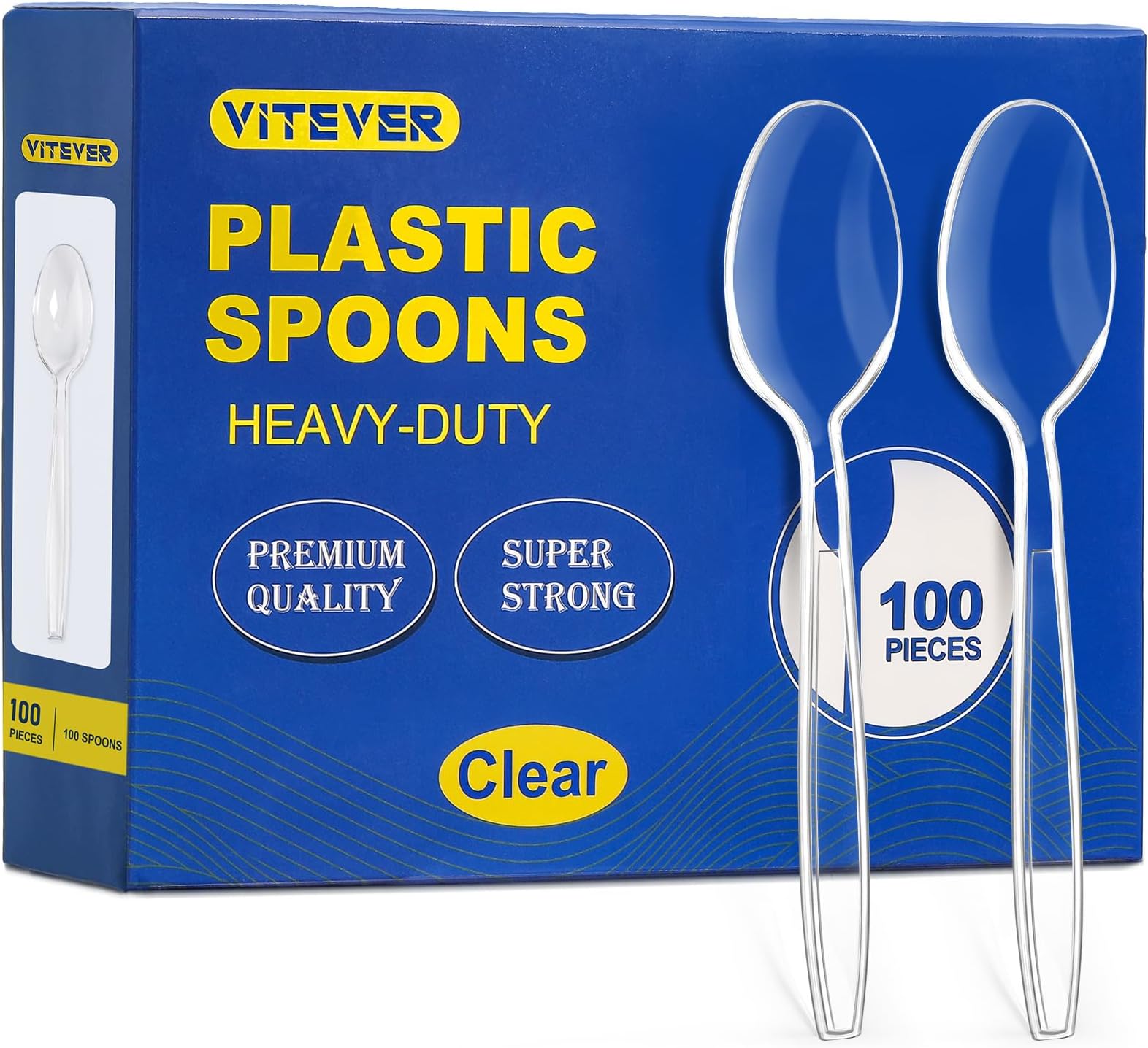- [100 Count] Clear Plastic Spoons Heavy Duty, Premium Disposable Spoons, Durable Plastic Cutlery for for Parties, Picnics, Big Event, Daily Use - Heat Resistant & BPA Free - Clear