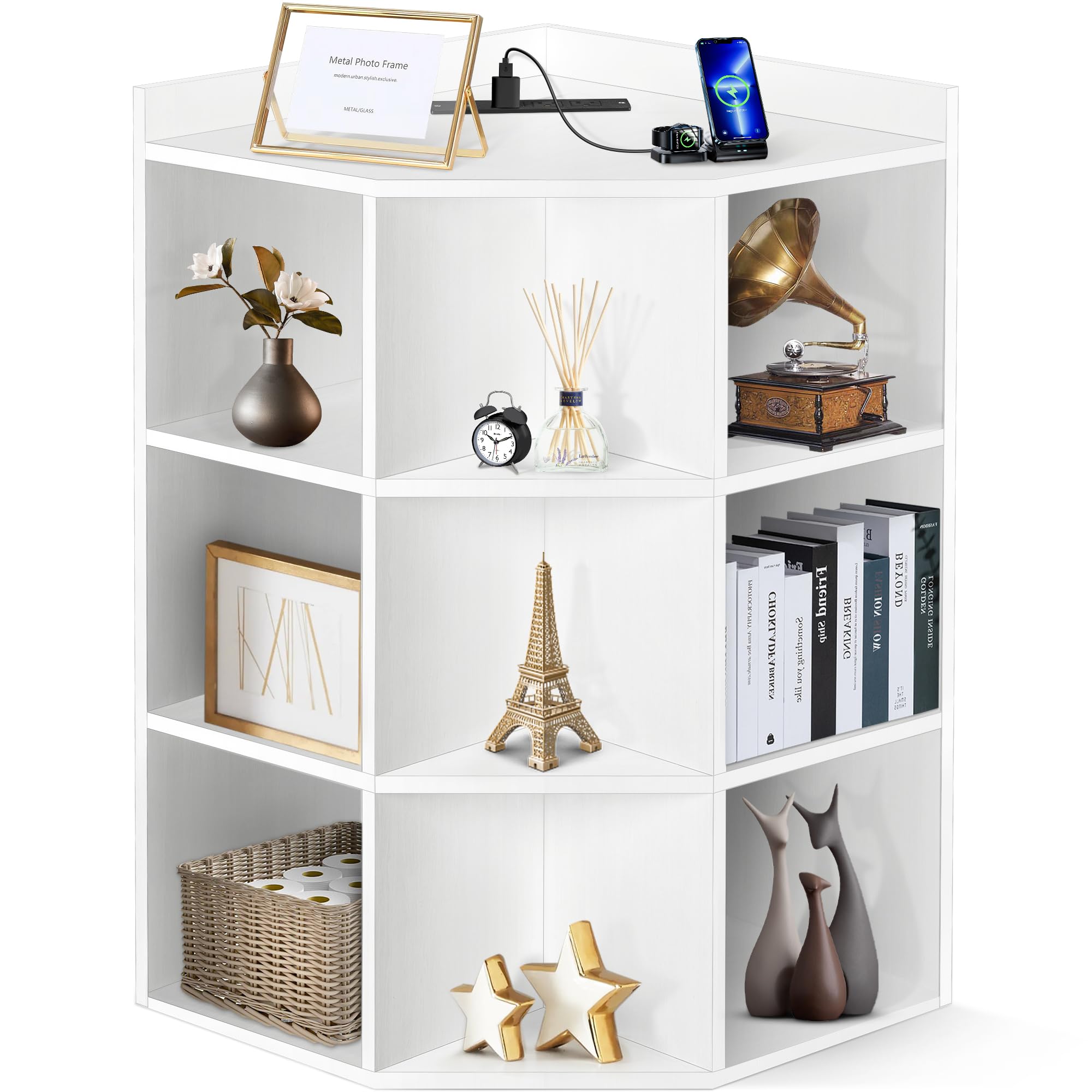 Buy Rengue Corner 9 Cubes Corner Bookshelf with Charging