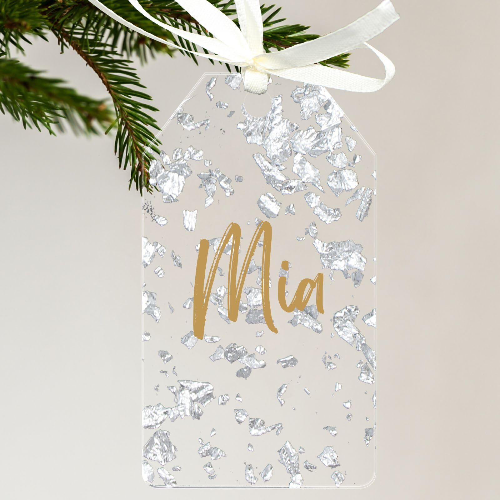Uniqicon 12Pcs Silver Leaf Flakes Tag For Crafting, Sublimation Acrylic Sheet Blanks, DIY Acrylic Blanks Ornament, Acrylic Place Cards Table Number Cards With Hole, Unique Acrylic Tags For DIY Project