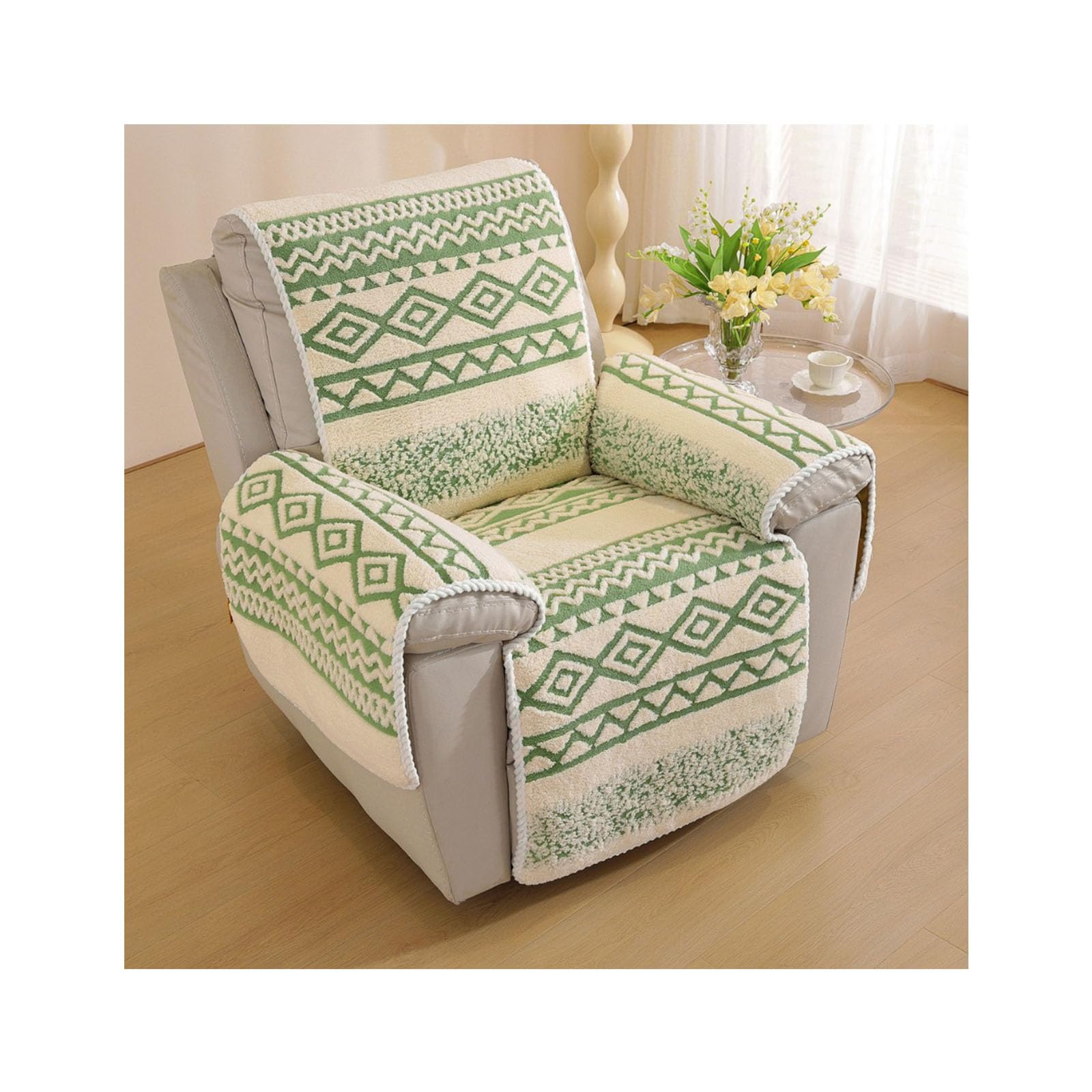 Funda para silla reclinable en felpa gruesa de alta gama con diseño verde