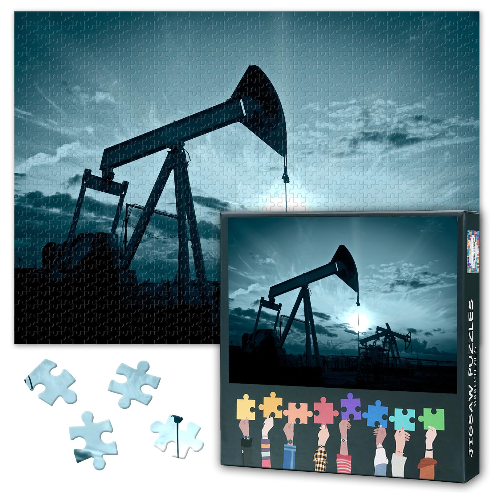 Jigsaw Puzzle 1000 Pieces for Adults Industrial Equipment Wall Art Oil and Gas Industry Theme Vintage Machinery Decor for Office and Man Cave 27.5x19.7 Inch