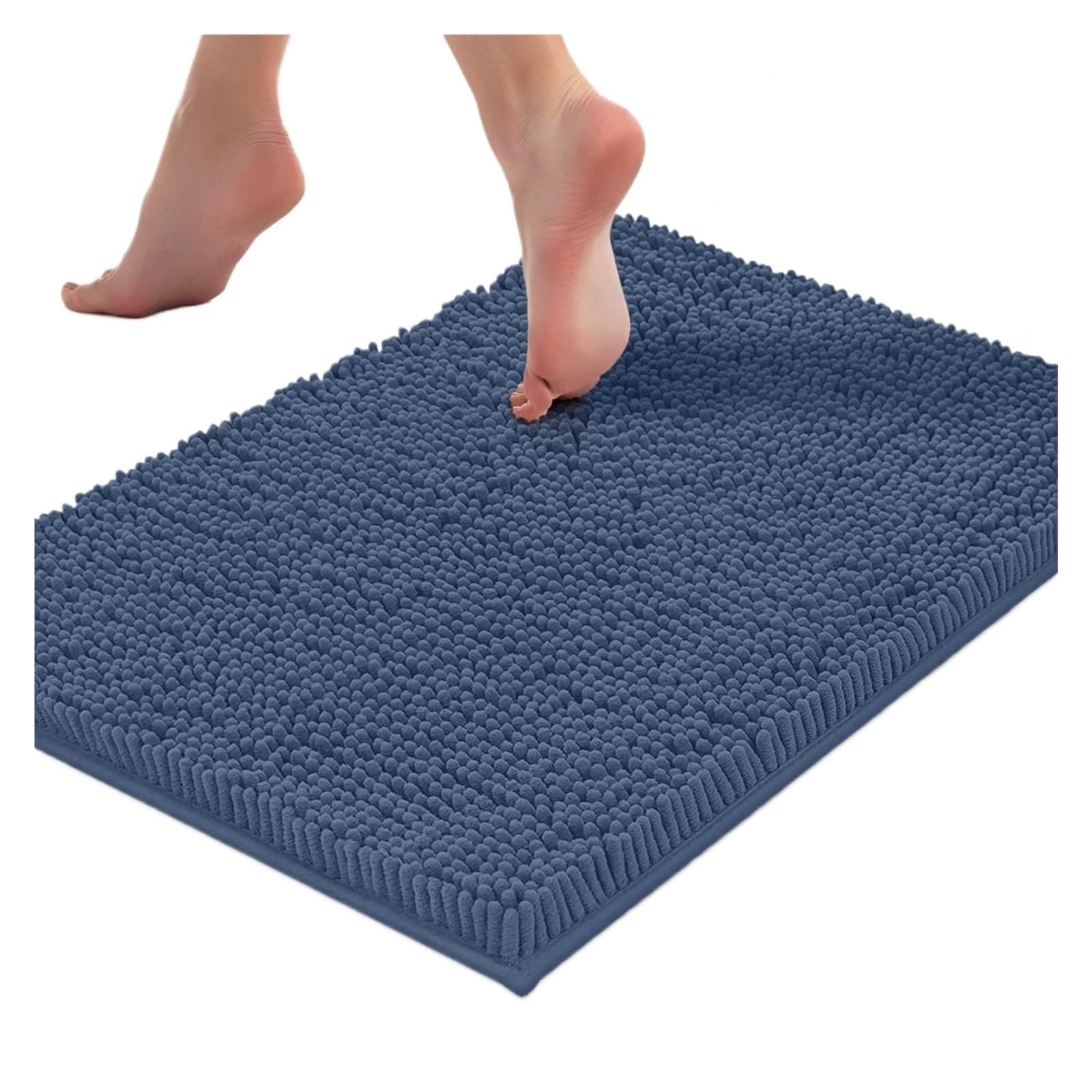 Shower Mat Absorbent Soft Plush Bath Mat Machine Washable Non slip Bathroom Carpet Suitable for Bathtubs and Showers(Blue,400MMx600MM)