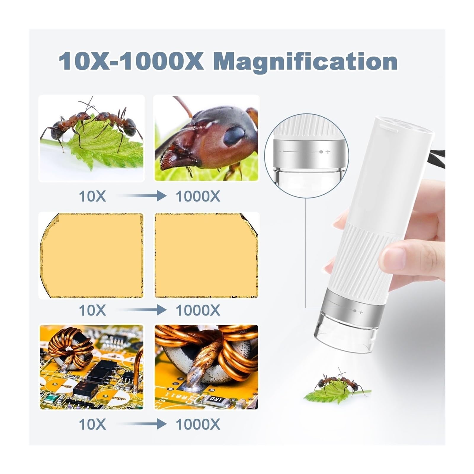Bezprzewodowy Mikroskop Cyfrowy 50X-1000X WiFi Przenośny Ręczny Monetowy Mini USB Trichome Mikroskopy i wyposażenie