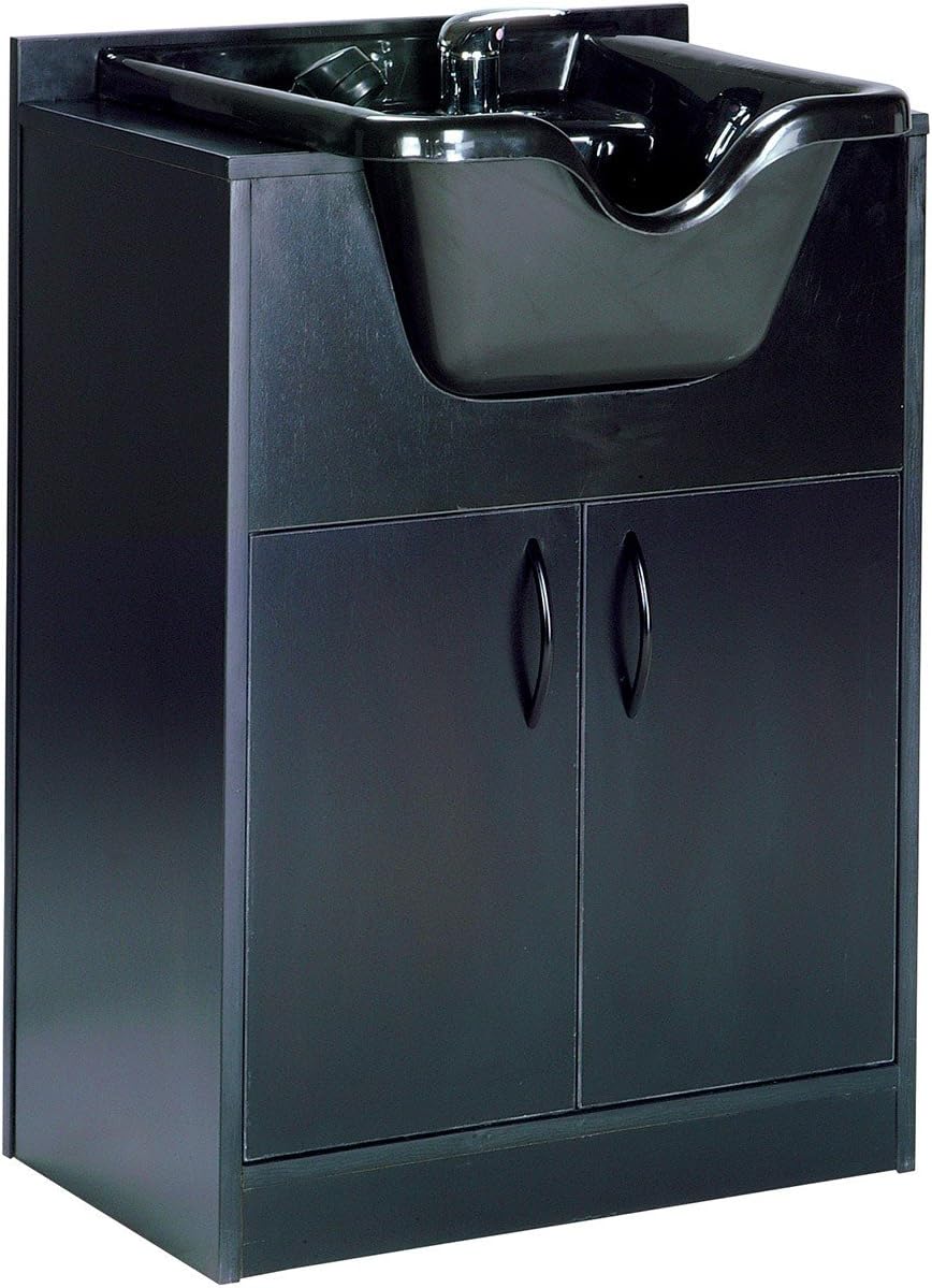 Buy-Rite Olla Professional Shampoo Bowl & Free-Standing Cabinet for Salons – Heavy-Duty Acrylic Bowl, All Hardware Included, Built-in Storage, 24" W x 35" H x 15" D, OD-32011 (Black)