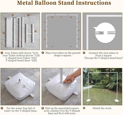 Miniatura 5 de Arcos de boda de 6.6 x 6.6 pies para ceremonia, soporte cuadrado de arco de globos de metal, soporte de telón de fondo para arco de boda para bodas,