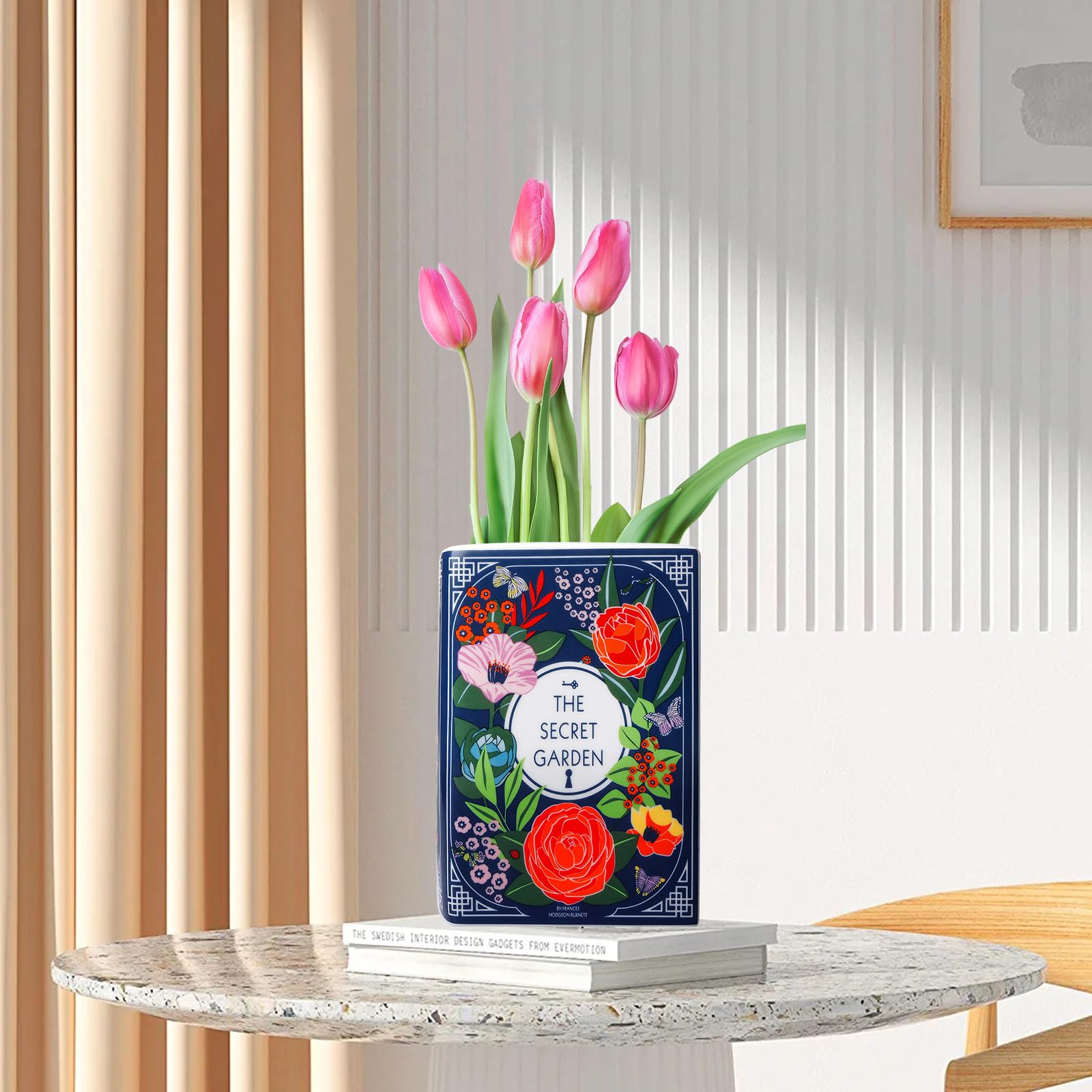 Wazon dekoracyjny w kształcie książki, ceramiczna doniczka na kwiaty, ceramiczne wazony do dekoracji, wazon w kształcie książki dla miłośników książek, nowoczesny dekoracyjny wazon do domu i biura