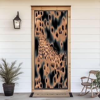 3D Door Sticker Camouflage Blurred Watercolor Leopard Print Cheetah Skin Texture Door Decal Peel and Stick Wallpaper Self-Adhesive Removable Mural Vinyl Stickers Poster Home Decor 30.3"x78.7"