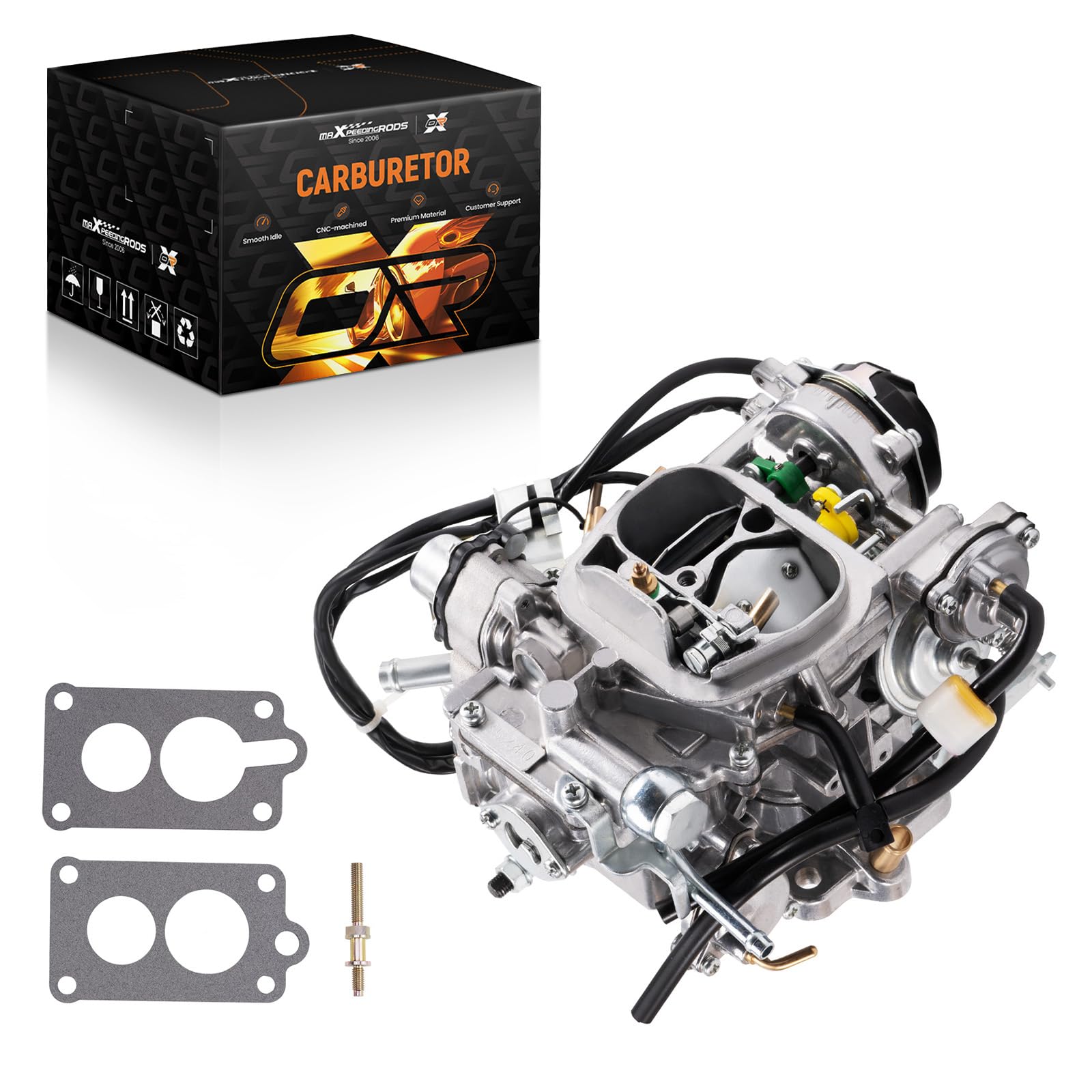 maXpeedingrods 2-Barrel 22R Carburetor TOY-505 Carb for Toyota Pickup 22R Engine 1981-1986 and 1987 (First Six Months) with Round Plug Connector, Automatic Choke 2.4L 2366cc 35290/C4036