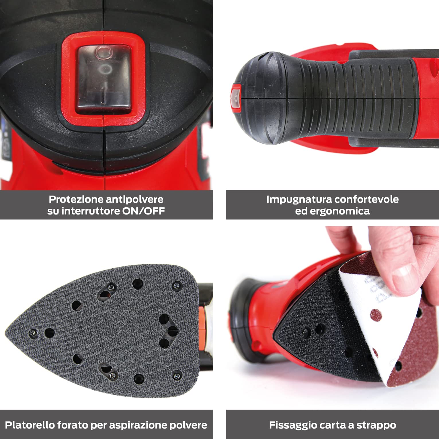 Valex M-LP18 Levigatrice Palmare a Batteria OneAll 18V in Kit con Batteria 2Ah e Caricabatterie 1,7A, 6 Fogli Abrasivi inclusi.