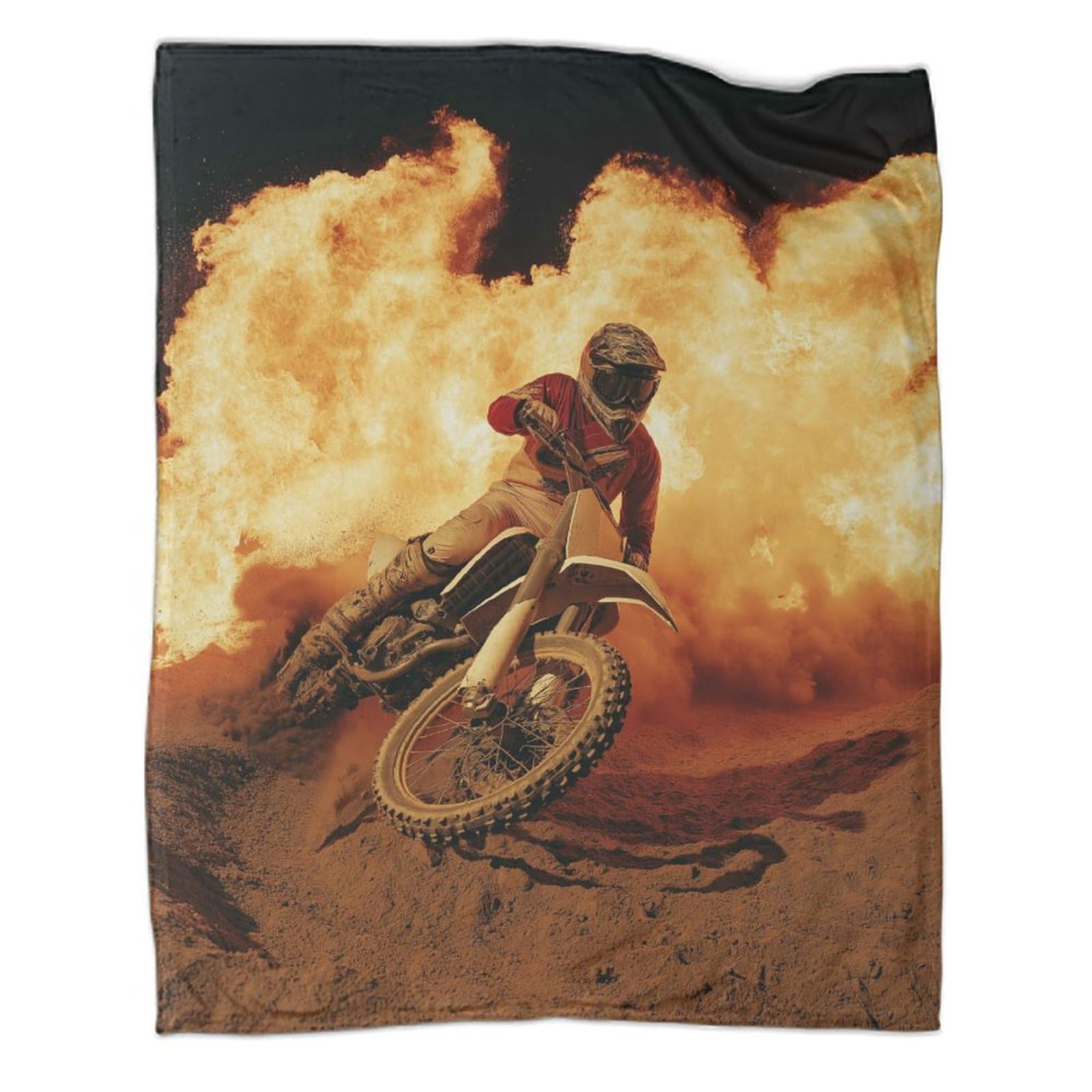 kaiyun Motocross Bikes Glide And Kick Up Dust And Sand Bedding Blanket Printed Fluffy Soft Comfortable Suitable for Sofa Bed 70x80inch(180x200cm)