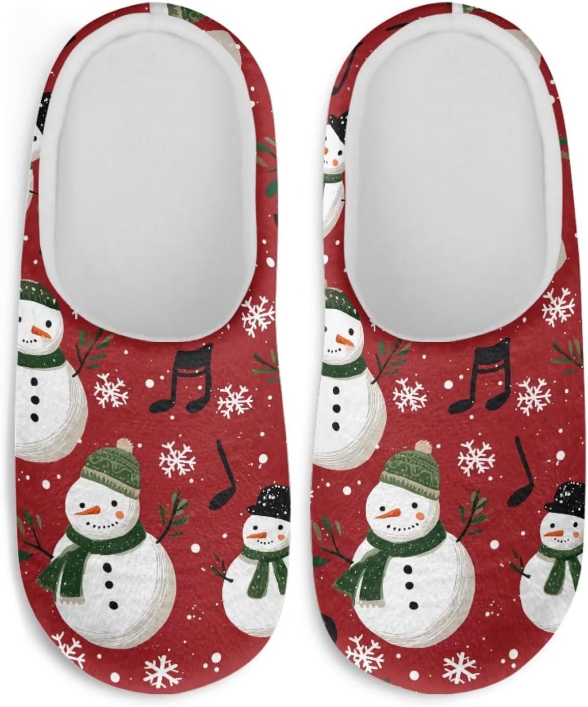 Bedroom Slippers for Indoor Spa Slippers Guest House Shoes Christmas Theme Closed Toe Cotton Indoor Shoes