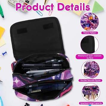 Kpop Large Capacity Pencil Case, Double-Sided Printing Storage Pen Case Pen Pouch Bag Stationery Case with Compartment Pencilcase for Girl Student Teens Adult Office Supplies
