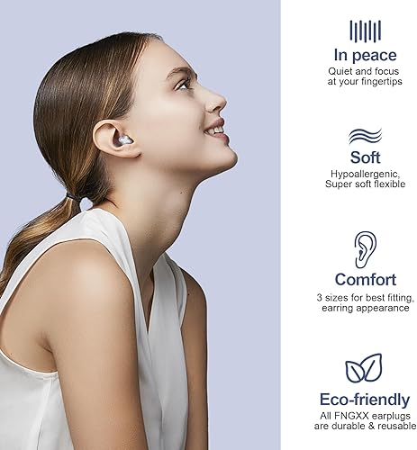 Miniatura 2 de Tapones para los oídos para reducción de ruido, tapones de silicona flexibles reutilizables para dormir, conciertos, motocicletas, aviones y