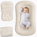 Infant Support Cushion - Baby Support Cushion for Newborn, 0-24 Months, Breathable Cotton Fabric Infant Support Cushion, Portable Newborn Essentials for Home and Travel, White (Cover Included)